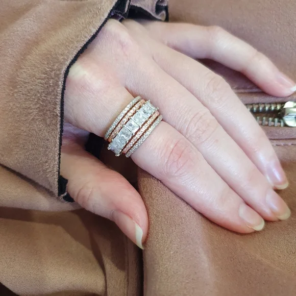 Super Pretty Rose Gold / Gold & Silver Set Rings - Picture 5 of 7